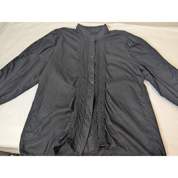 Frontier Classics Button Down Women’s Black Victorian Blouse Shirt Lace Size 2XL - Picture 1 of 14